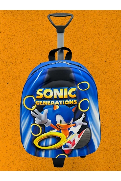 Uniquetrenders Kirpi Sonic Anaokulu Kreş Çekçekli 3d Baskılı Tekerli Seyahat Valizi Sırt Ve Okul Çantası ürün görseli 1