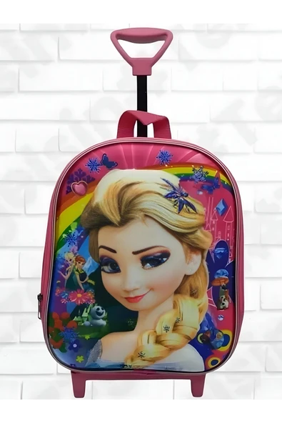 Uniquetrenders Anaokulu Çekçekli Kabartmalı Eva Kumaş Elsa Frozen Karakter Seyahat Çantası Okul Çantası ürün görseli 1