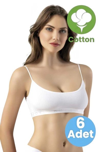 Uniquetrenders Kadın 6'lı İp Askılı Kaşkorse Pedli Crop Büstiyer ürün görseli 1
