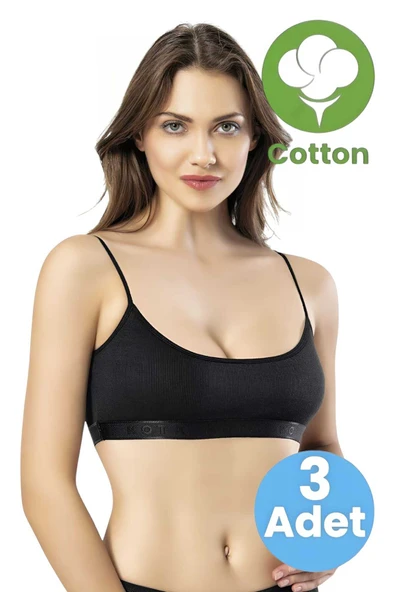 Uniquetrenders Kadın 3'lü İp Askılı Kaşkorse Pedli Crop Büstiyer ürün görseli 1