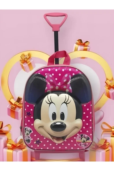 Uniquetrenders Kız Çocuk Anaokulu Çantası Mickey Mouse Figürlü 5d Baskılı Mini Fare Çekçekli Tekerli Sırt Çantası ürün görseli 1