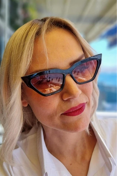 Uniquetrenders Kadın Nikita Cat Eye Zincir Saplı Vintage Model Güneş Gözlüğü ürün görseli 1