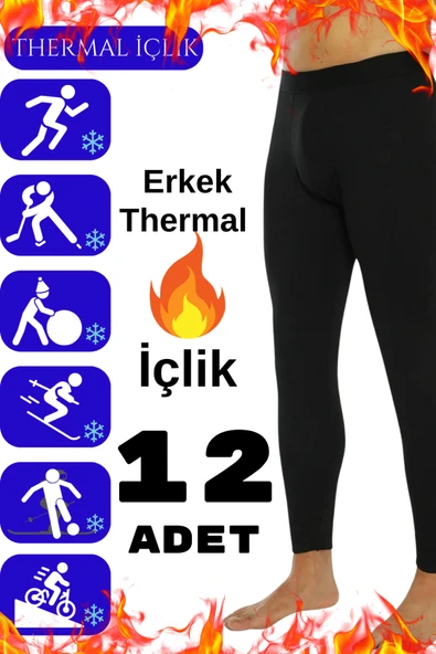 Erkek Termal İçlik Siyah İçi Polar Kışlık 12 Adet ürün görseli 1