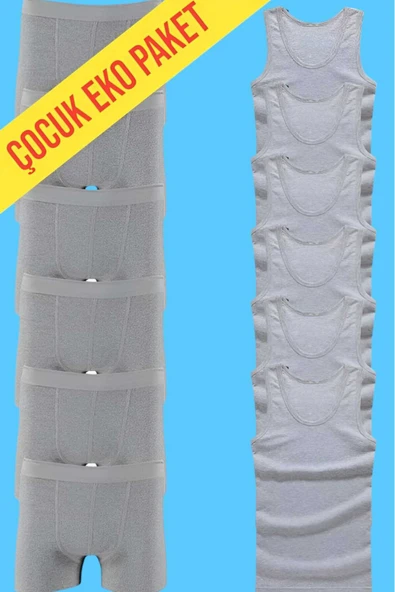 Uniquetrenders Erkek Çocuk Ikili Set Pamuklu Penye 6 Atlet 6 Boxer ürün görseli 1