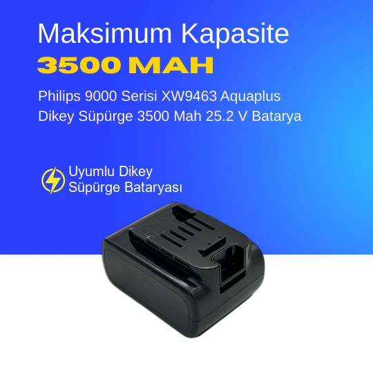 Philips 9000 Serisi XW9463 Aquaplus Dikey Süpürge 3500 Mah 25.2 V Batarya – Orjinal Uyumlu Uzun Ömürlü, Maksimum Performans Pil ürün görseli 1