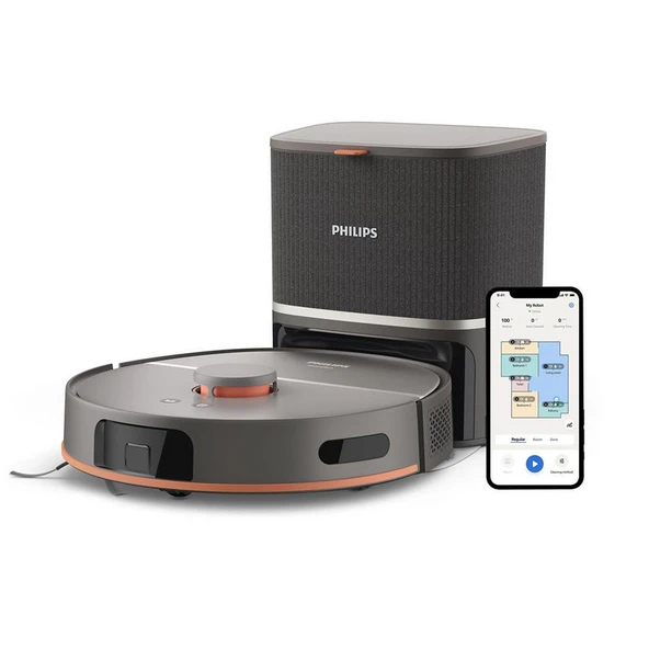 Philips HomeRun 5000 Serisi XU5100/10 Siyah Çöp İstasyonlu Akıllı Robot Süpürge ürün görseli 1