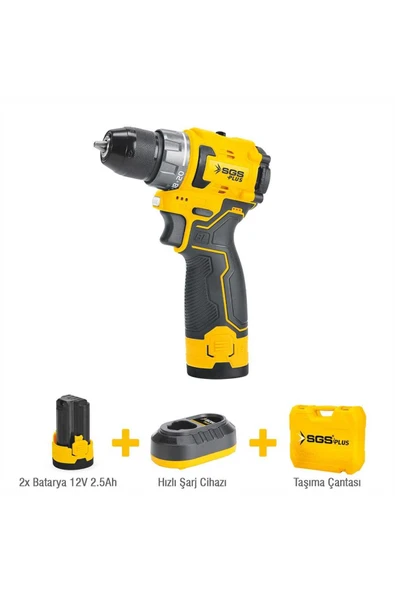 SGS5080 2 AKÜLÜ VİDALAMA SETİ 12 VOLT ŞARJLI MATKAP SETİ 2.5 AMPER ürün görseli 1