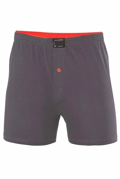 Düğmeli Pamuklu Erkek Penye Boxer Büyük Beden Füme - 1278A ürün görseli 1