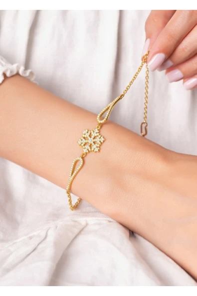 ÇEKİRDEK JEWELRY 925 Ayar Gümüş Altın Kaplama Kartaneli Bileklik ürün görseli 1