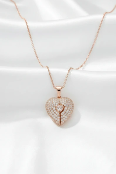 ÇEKİRDEK JEWELRY 925 Ayar Gümüş Kişiye Özel Kalp Kolye ürün görseli 1