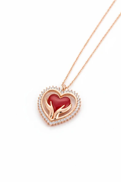 ÇEKİRDEK JEWELRY 925 Ayar Gümüş Kalplı Mineli kolye ürün görseli 1