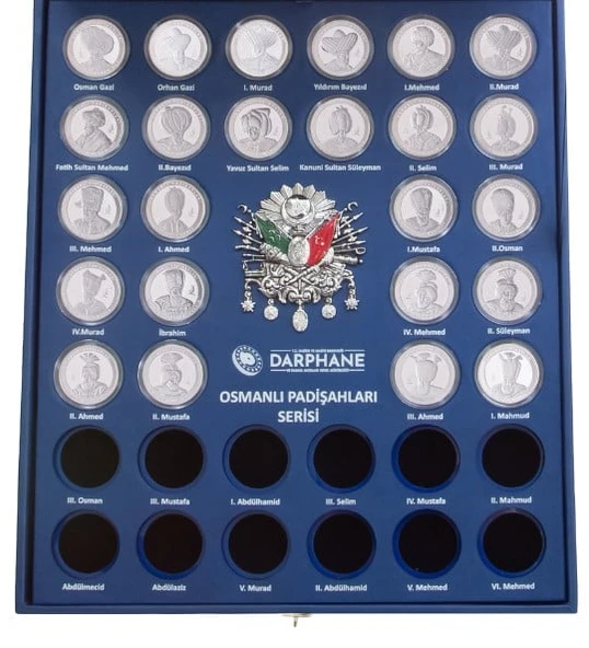 AgaKulche Osmanlı Padişahları 24 Adet Gümüş Sikke Coin Set ürün görseli 1
