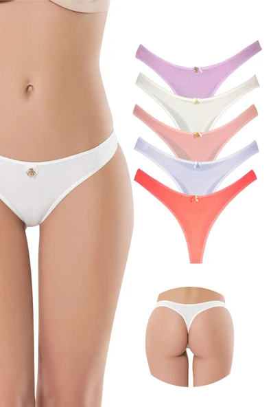 5 Adet Pamuklu Kadın Klasik Tanga Soft Renkler ürün görseli 1