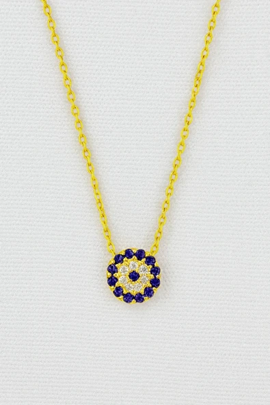 ÇEKİRDEK JEWELRY 925 Ayar Gümüş Altın Kaplama Nazar Kolye ürün görseli 1
