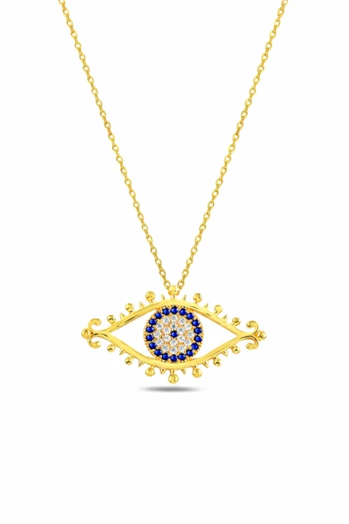 ÇEKİRDEK JEWELRY 925 Ayar Gümüş Kaplama Nazar Göz Kolye ürün görseli 1