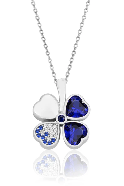 ÇEKİRDEK JEWELRY 925 Ayar Gümüş Safir Taşlı Ters Yonca Kolye ürün görseli 1