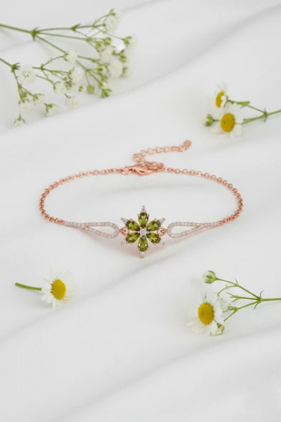 ÇEKİRDEK JEWELRY 925 Ayar Gümüş Zeytinyağı Taşlı Bileklik ürün görseli 1