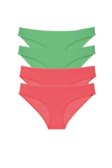 4 adet Eko Set Likralı Kadın Slip Külot Yeşil Fuşya ürün görseli 1