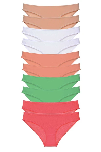10 adet Süper Eko Set Likralı Kadın Slip Külot Ten Beyaz Pudra Yeşil Fuşya ürün görseli 1