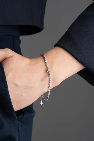 ÇEKİRDEK JEWELRY 925 Ayar Gümüş Mortaşli Lotus Bileklik ürün görseli 1