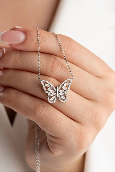 ÇEKİRDEK JEWELRY 925 Ayar Gümüş Kelebek Kolye ürün görseli 1