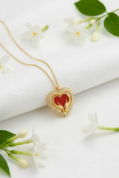 ÇEKİRDEK JEWELRY 925 Ayar Gümüş Avucumun Kalbı Kolye ürün görseli 1