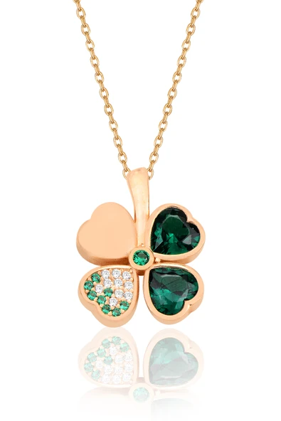 ÇEKİRDEK JEWELRY 925 Ayar Gümüş Rose Kaplama Ters Yonca Kolye ürün görseli 1