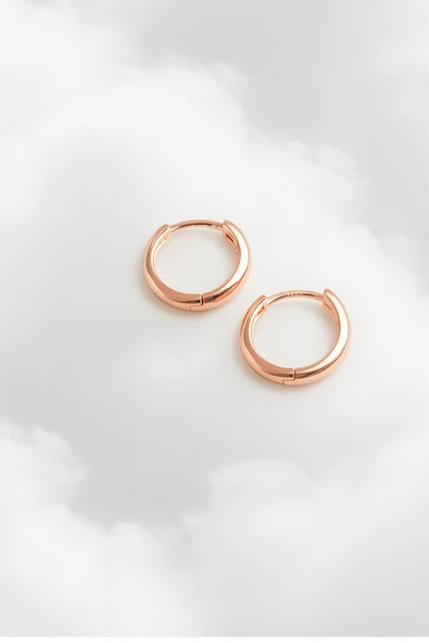 ÇEKİRDEK JEWELRY 925 Ayar Gümüş Düz Sade Halka Küpe ürün görseli 1