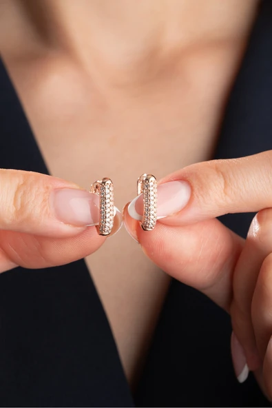 ÇEKİRDEK JEWELRY 925 Ayar Gümüş Rose Kaplama Küpe ürün görseli 1