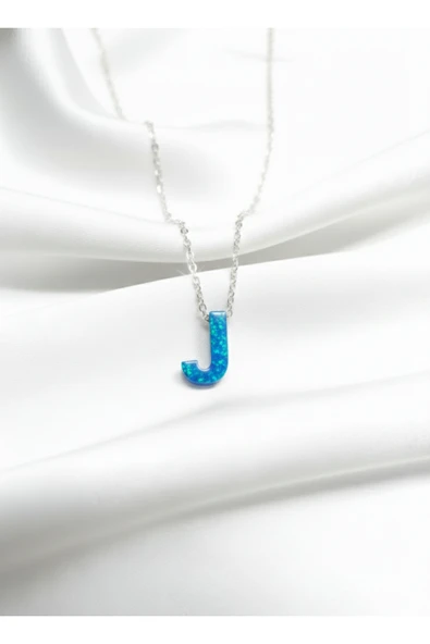 ÇEKİRDEK JEWELRY 925 Ayar Gümüş Zincirli Opal Taş Harf Kolye ürün görseli 1