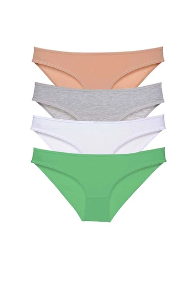 4 adet Süper Eko Set Likralı Kadın Slip Külot Ten Gri Beyaz Yeşil ürün görseli 1