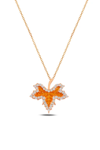 ÇEKİRDEK JEWELRY 925 Ayar Gümüş Yaprak Tasarım Kolye ürün görseli 1