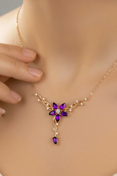 ÇEKİRDEK JEWELRY 925 Ayar Gümüş Mortaşli Sarmaşık Kolye ürün görseli 1