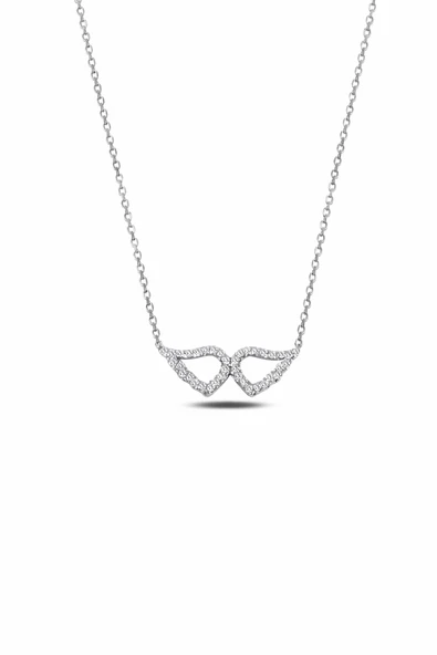 ÇEKİRDEK JEWELRY 925 Ayar Gümüş Rodyum Kaplama Taşlı Melek Kanadı Kolye ürün görseli 1