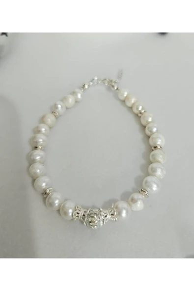 İNCİORA JEWELRY GERÇEK DOĞAL İNCİLİ GÜMÜŞ İNCİ ÇİÇEĞİ BİLEKLİK ürün görseli 1