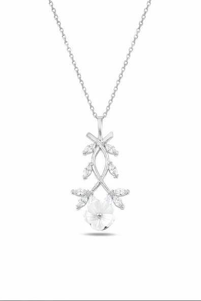 ÇEKİRDEK JEWELRY 925 Ayar Gümüş Gold Kaplama Çiçekli Zirkon Taşlı Kolye ürün görseli 1