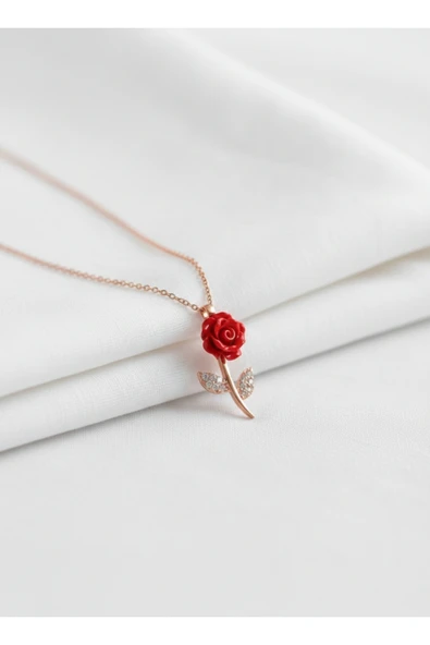 ÇEKİRDEK JEWELRY 925 Ayar Gümüş Güllü Kolye ürün görseli 1