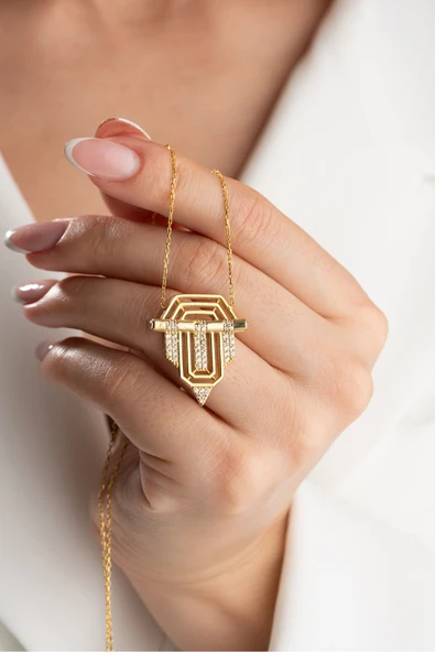 ÇEKİRDEK JEWELRY 925 Ayar Gümüş Altın Kaplama Serenay Kolye ürün görseli 1