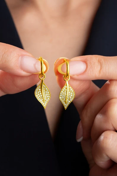 ÇEKİRDEK JEWELRY 925 Gümüş Gümüş Yaprak Tasarım Küpe ürün görseli 1
