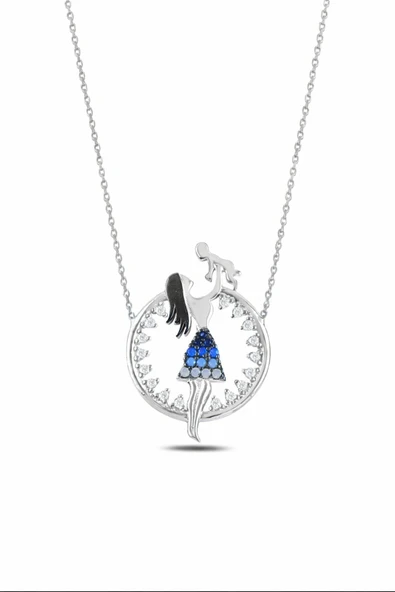 ÇEKİRDEK JEWELRY 925 Ayar Gümüş Anne Bebek Kolye – Rodyum Kaplama Zirkon Taşlı ürün görseli 1