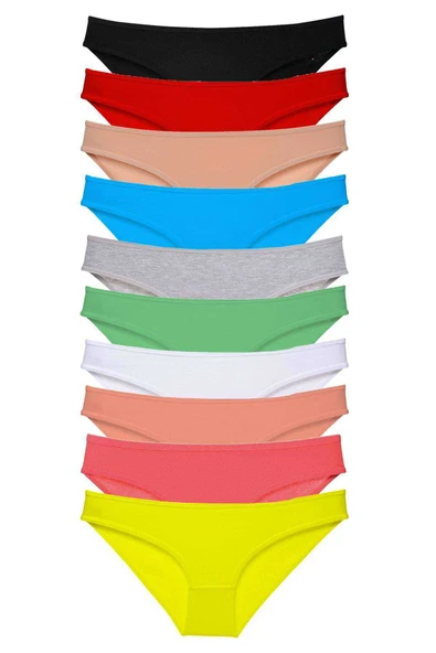 10 adet Süper Eko Set Likralı Kadın Slip Külot Çok Renkli ürün görseli 1