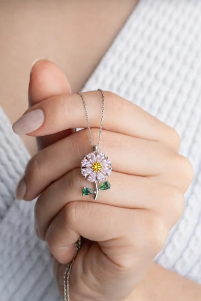 ÇEKİRDEK JEWELRY 925 Ayar Gümüş Papatya Kolye ürün görseli 1