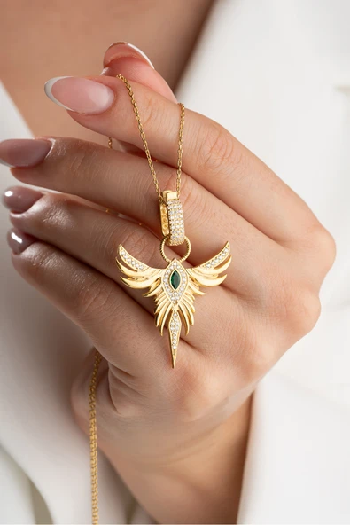 ÇEKİRDEK JEWELRY 925 Ayar Gümüş Zümrüdüanka Kolye ürün görseli 1