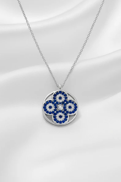 ÇEKİRDEK JEWELRY 925 Ayar Gümüş Çoklu Nazar Kolye ürün görseli 1