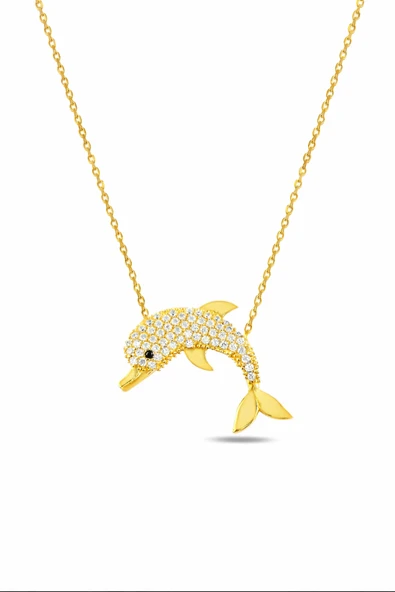 ÇEKİRDEK JEWELRY Minimal Yunus Kolye Gold Kaplama 925 Ayar Gümüş ürün görseli 1