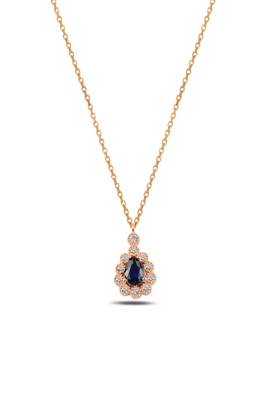 ÇEKİRDEK JEWELRY 925 Ayar Gümüş Safir Taşlı Kolye ürün görseli 1