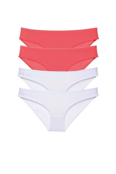 4 adet Eko Set Likralı Kadın Slip Külot Fuşya Beyaz ürün görseli 1