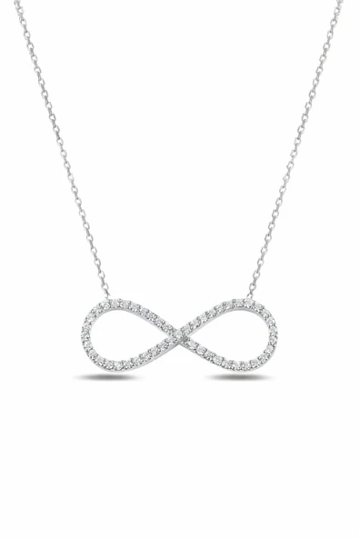 ÇEKİRDEK JEWELRY Işıltılı Sonsuzluk Sembolü Kolye 925 Ayar Gümüş ürün görseli 1