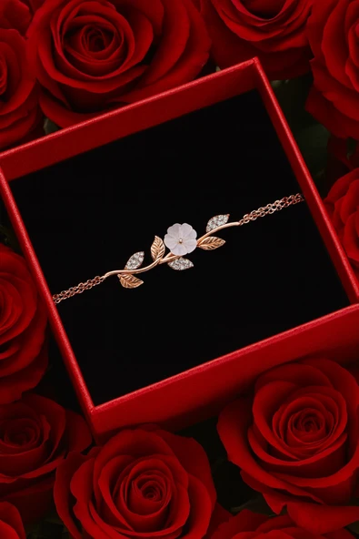 ÇEKİRDEK JEWELRY 925 Ayar Gümüş Manolya Çiçekli Bileklik ürün görseli 1