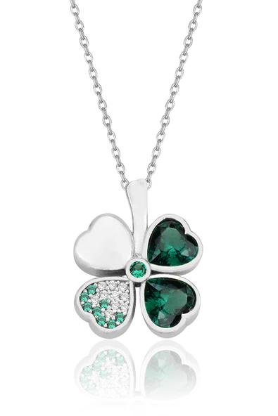 ÇEKİRDEK JEWELRY 925 Ayar Gümüş Rodyum Kaplama Ters Yonca Kolye ürün görseli 1